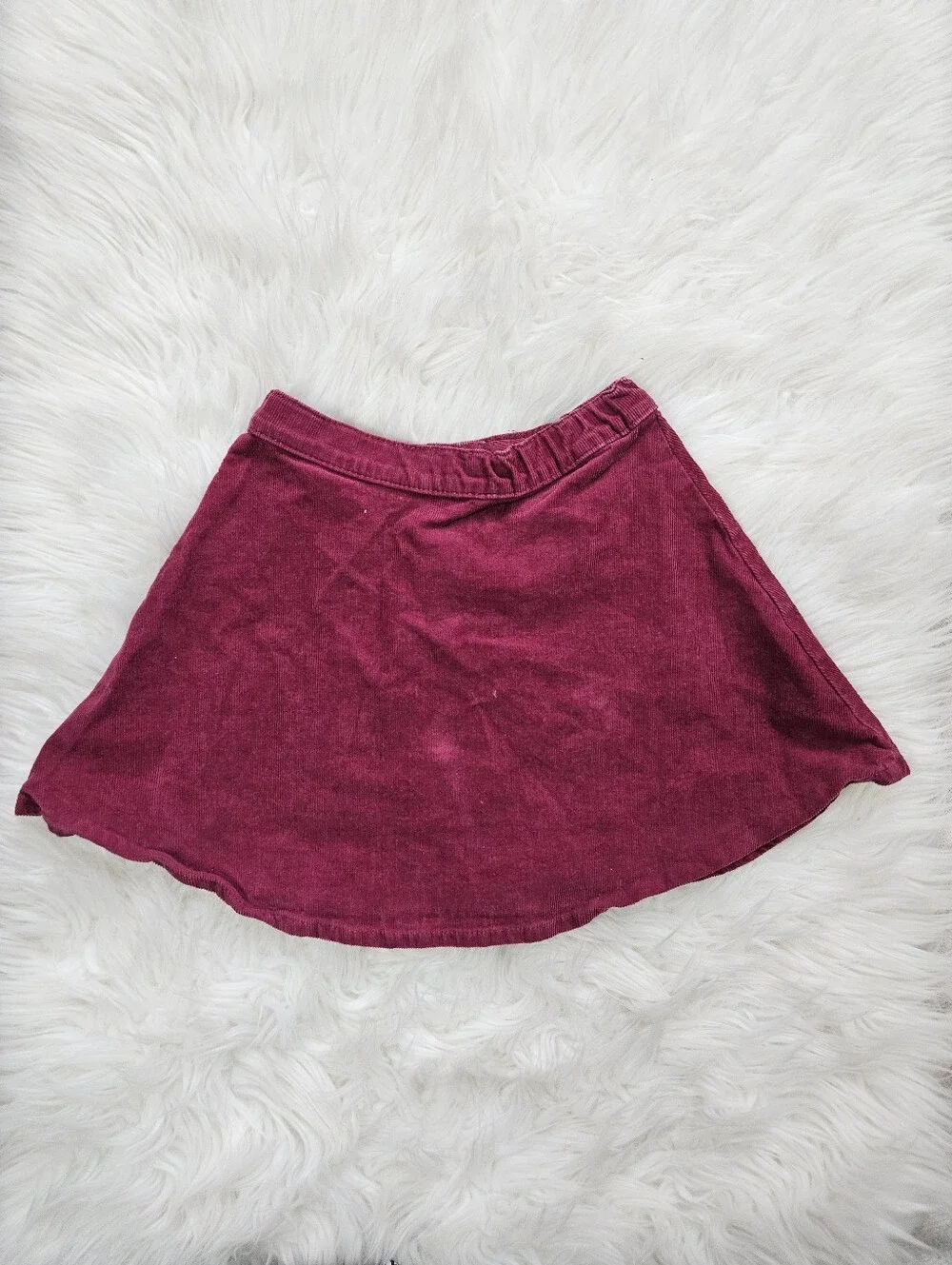H&M Corduroy Button Front Mini Flare Skirt Pink Cranberry Boho Kids Girls 7-8Y
